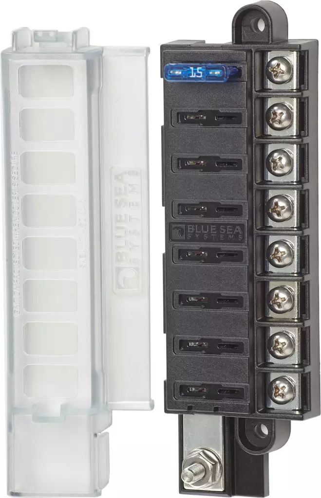 Blue Sea Systems Fuse Block ST-Blade Compact 8 Circuits with Cover - Akku- ja sähkötarvikkeet - 632085050467 - 1