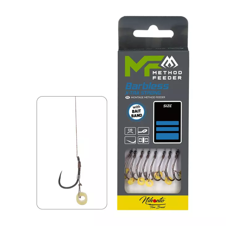 Mikado MF Rig Bait Band Barbless Braid 10cm - Valmiiksi sidotut koukut - 5900637114857 - 1