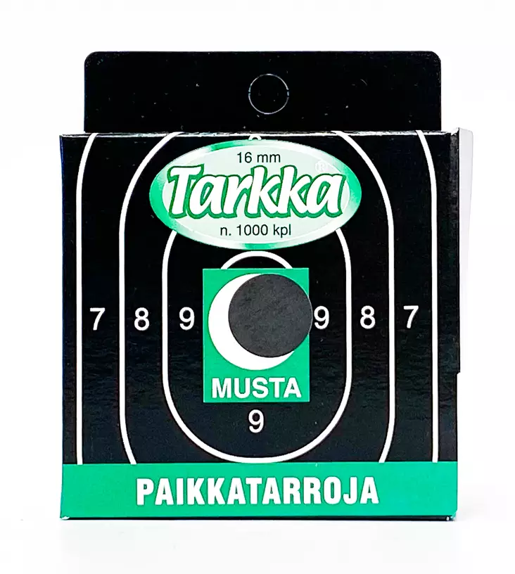 Tarkka Paikkatarra 16mm Musta - Paikkatarrat - 6410362412207 - 1