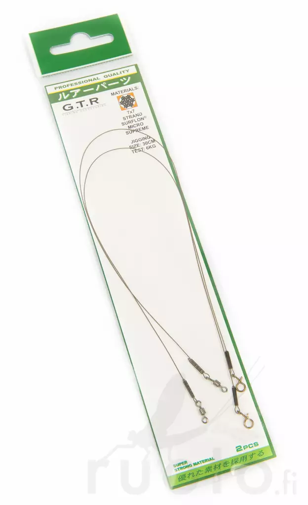 G.T.R Wire Leader 7x7 30cm/6kg Jigi Snap 2pcs - Valmisperukkeet - 6438239015368 - 1