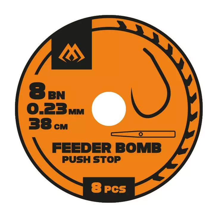 Mikado Feeder Bomb Rig Push Stop Barbless Mono 38cm - Valmiiksi sidotut koukut - 5900637104988 - 1
