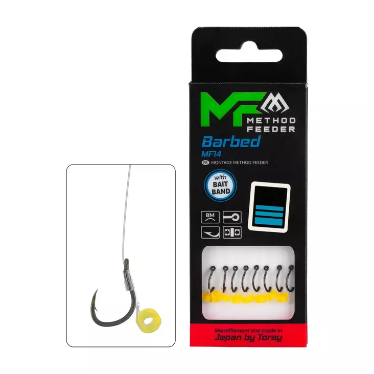 Mikado MF Rig MF14 Bait Band Barbed Mono 10cm - Valmiiksi sidotut koukut - 5900637120988 - 1