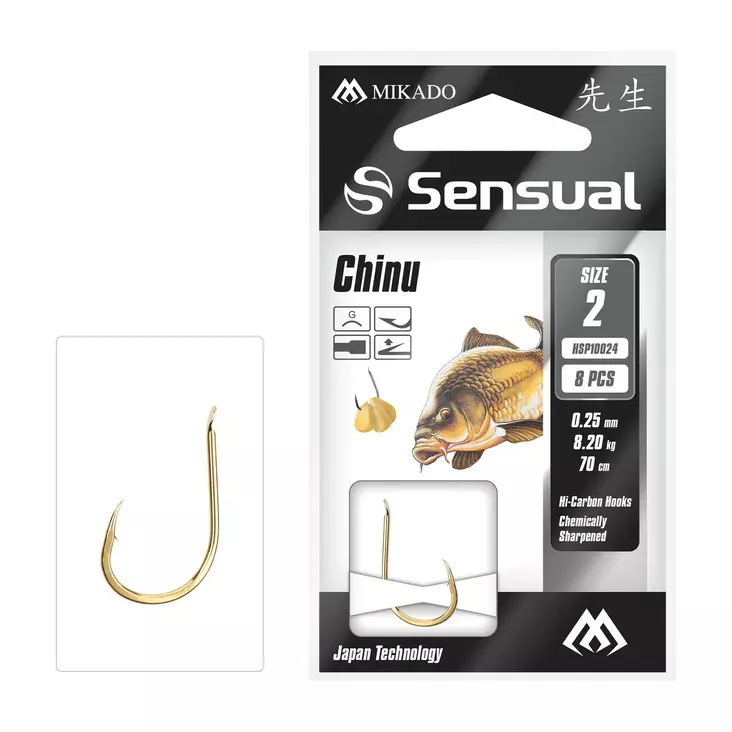 Mikado Sensual Chinu Snelled Hooks 70cm - Valmiiksi sidotut koukut - 5900637062868 - 1