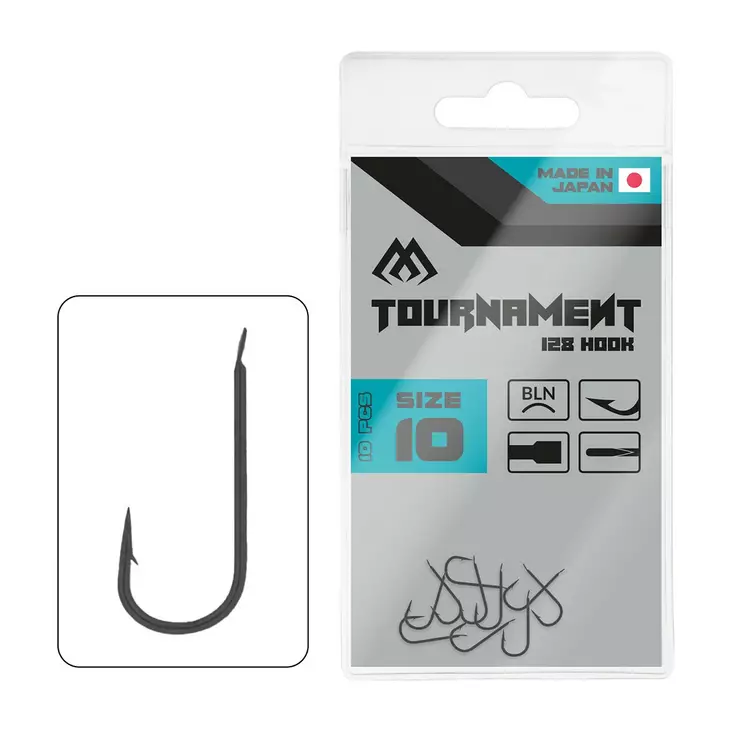 Mikado Tournament 128 Hook Black Nickel - Silmälliset & lapiopäiset koukut - 5900637173618 - 1