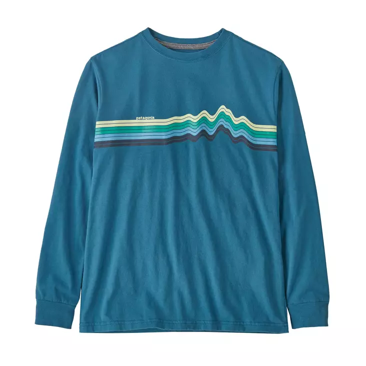 Patagonia K's L/S Regenerative Organic Certified Cotton Graphic T-Shirt Wavy Blue - T-paidat - 195699107328 - 1