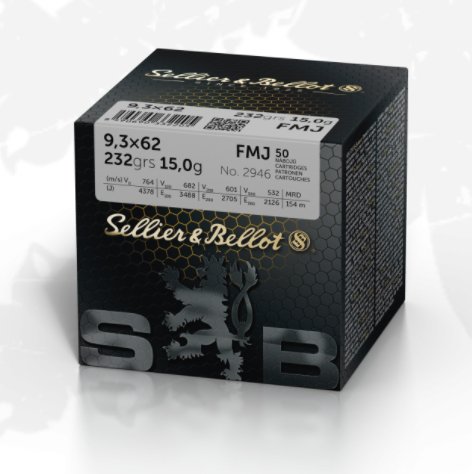 S&B FMJ 9,3x62 15g - Patruunat 9,3 x 62 - 8590690341368 - 2