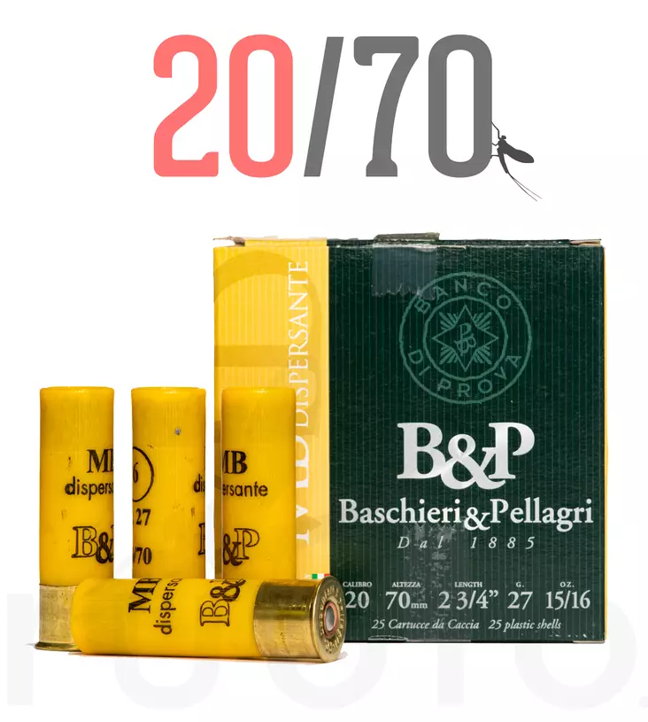 20/70 B&P MB Dispersante 27g 25pcs - Metsästyspatruunat, lyijy - 8033629508789 - 1
