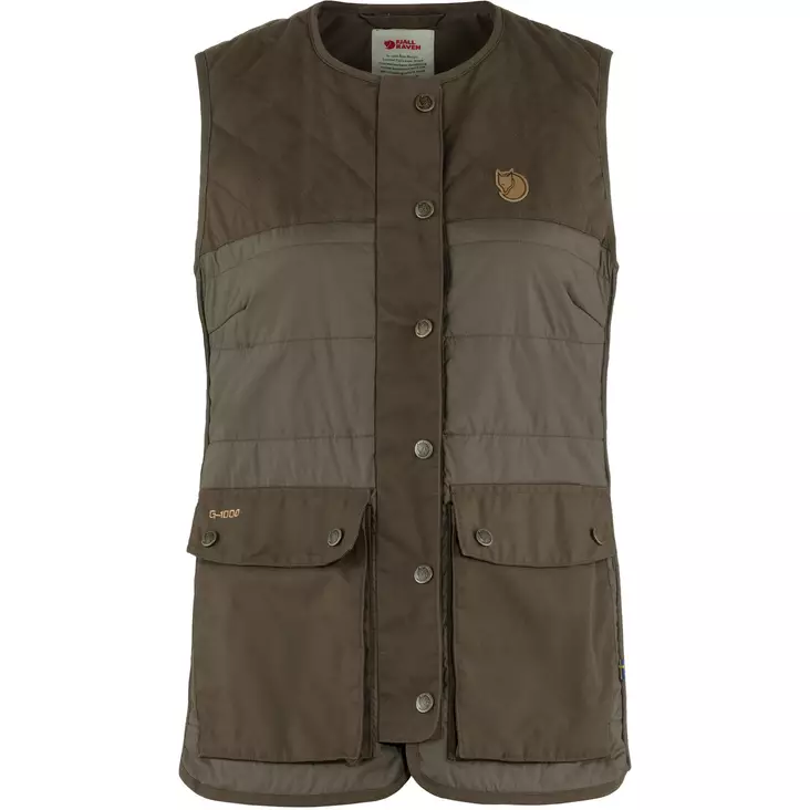 Fjällräven Womens Forest Wool Padded Vest Dark Olive - Naisten metsästystakit - 7323450788339 - 1