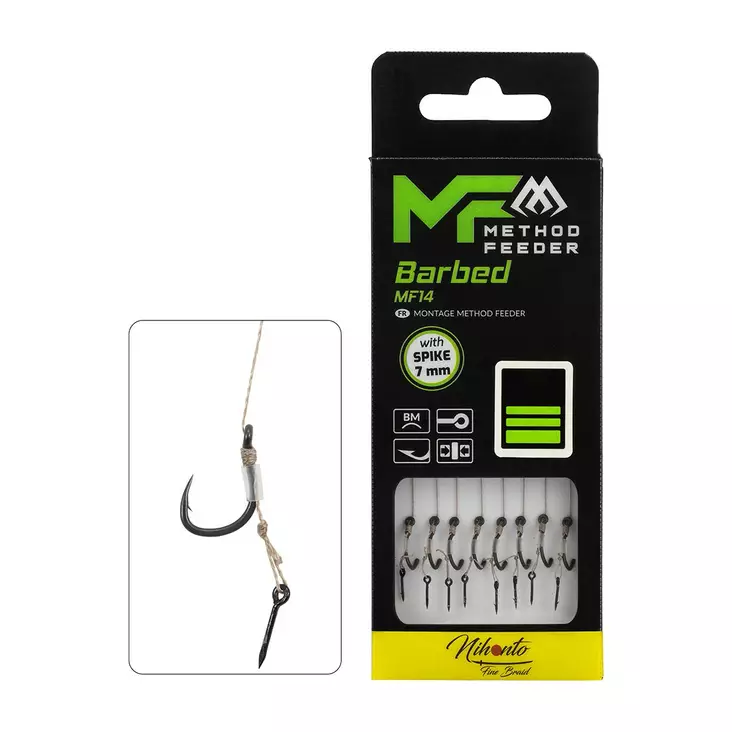 Mikado MF Rig MF14 Spike Barbed Braid 10cm - Valmiiksi sidotut koukut - 5900637121169 - 1