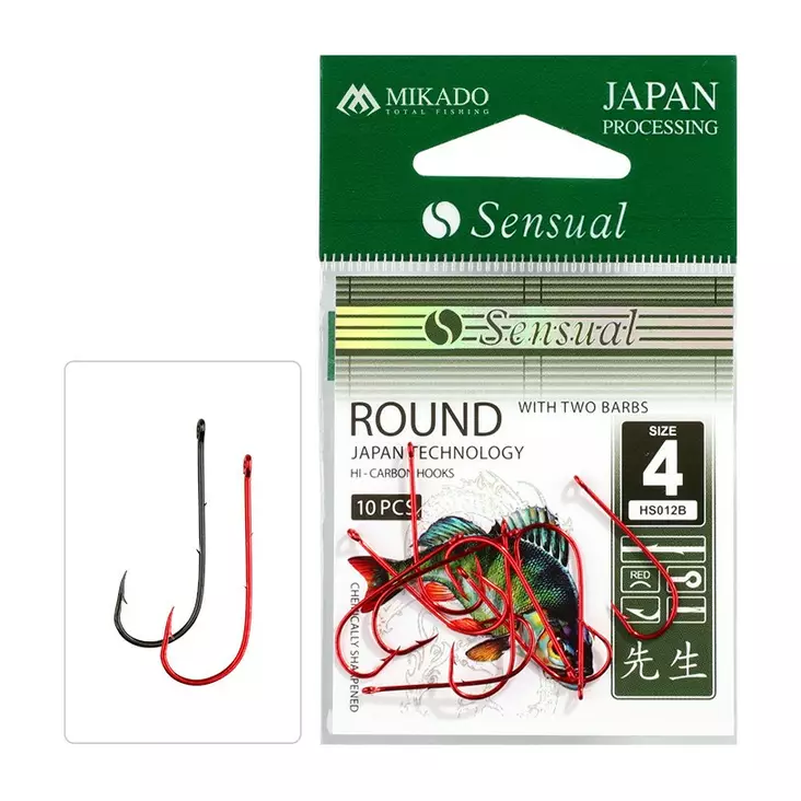Mikado Sensual Round with Barbs Red - Silmälliset & lapiopäiset koukut - 5900637710059 - 1