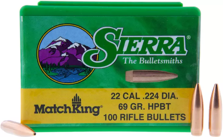 Sierra MatchKing .224 69Gr HPBT 100pcs - Muut kaliiperit - 092763013809 - 1