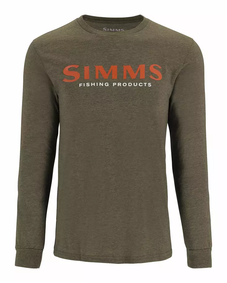 Simms Logo Shirt LS Loden Heather - Miesten t-paidat - 694264670699 - 1