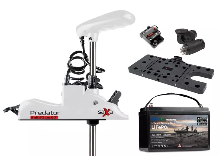 Saxa Predator Salt 62lbs 60'' + MaxLi Lithium - Saxa-keulasähkömoottorit - 940800-090-M60AH - 1